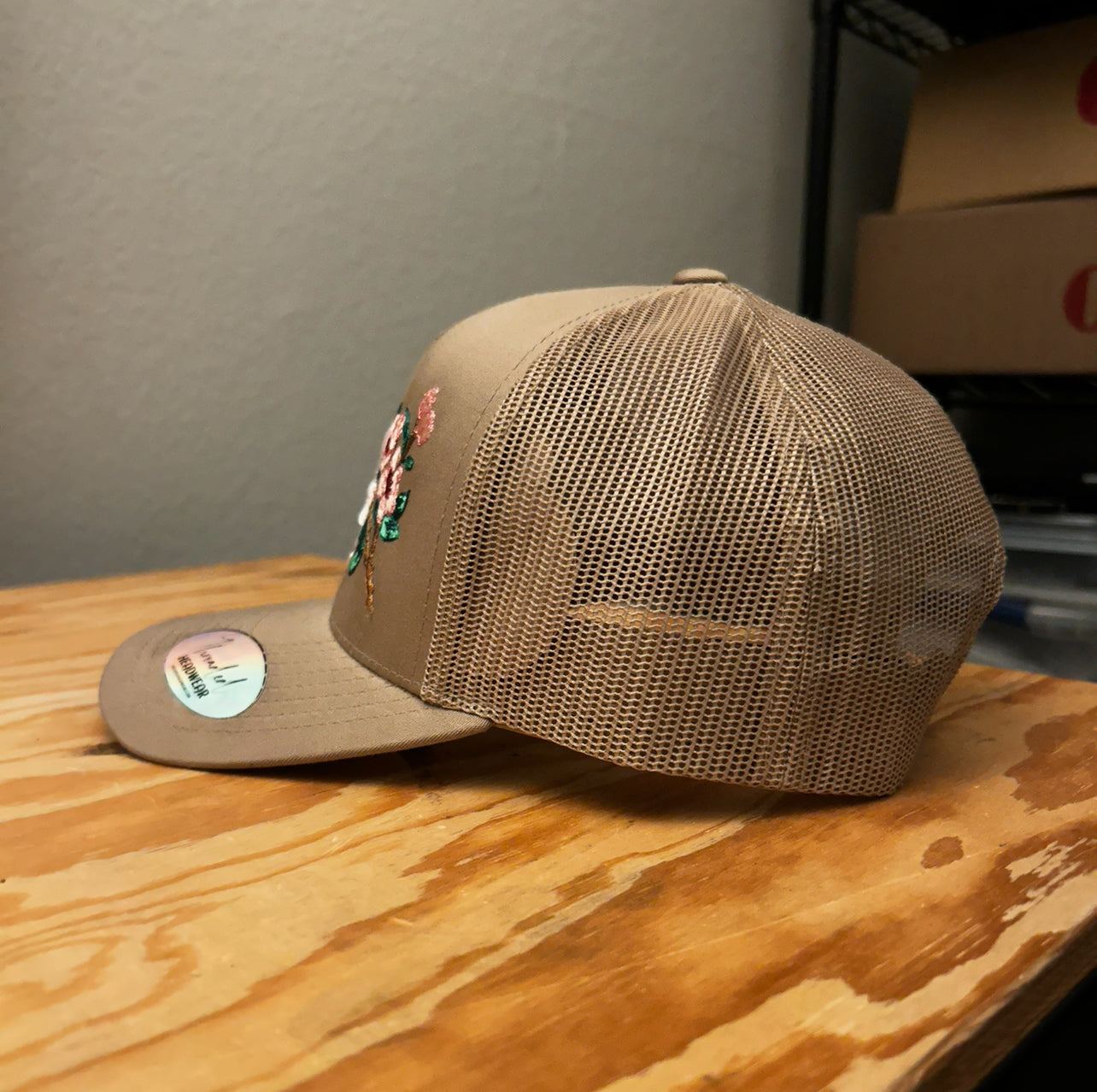 LA "Cherry blossom" Trucker Snapback (Khaki)