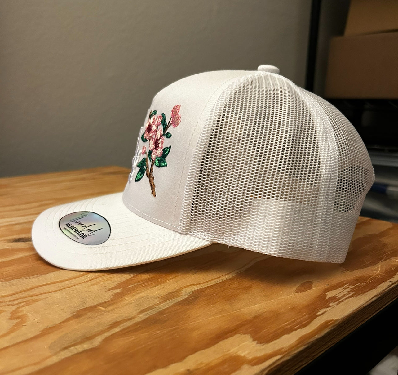 LA "Cherry blossom" Trucker Snapback (White)