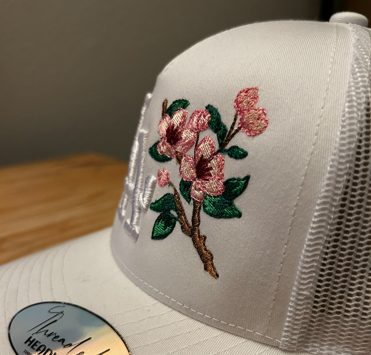 LA "Cherry blossom" Trucker Snapback (White)