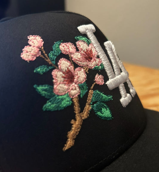 LA "Cherry blossom" Trucker Snapback (Black)