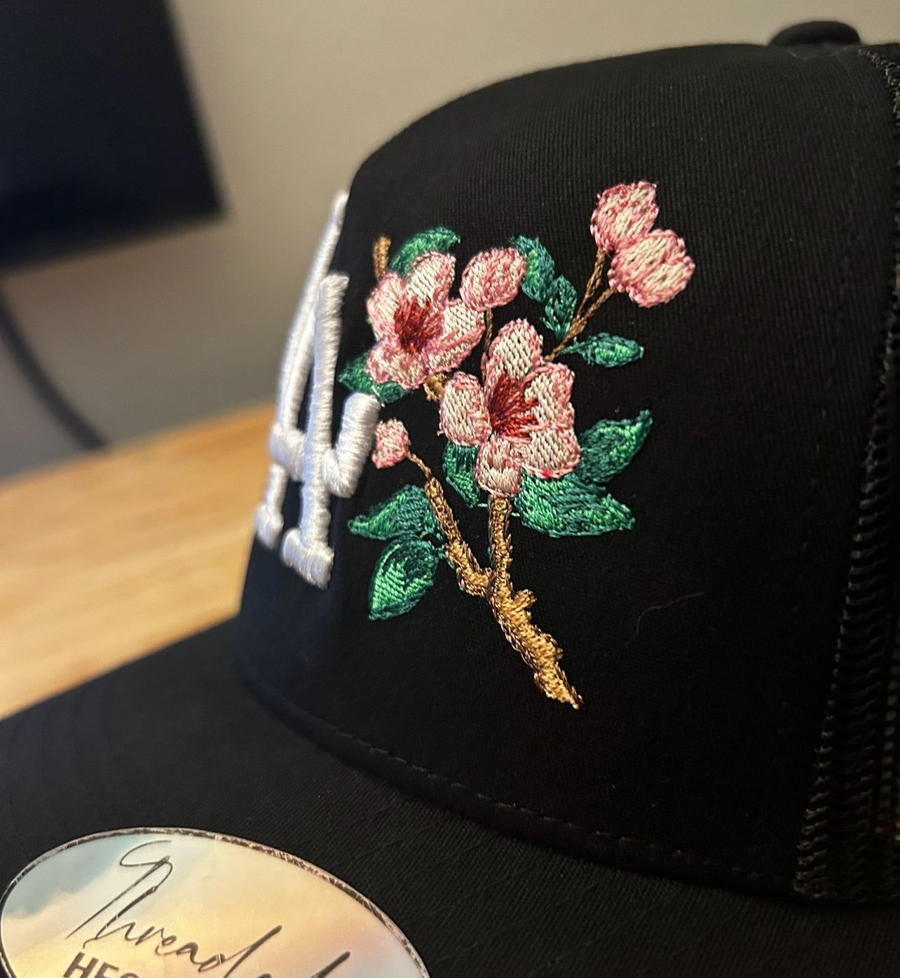 LA "Cherry blossom" Trucker Snapback (Black)