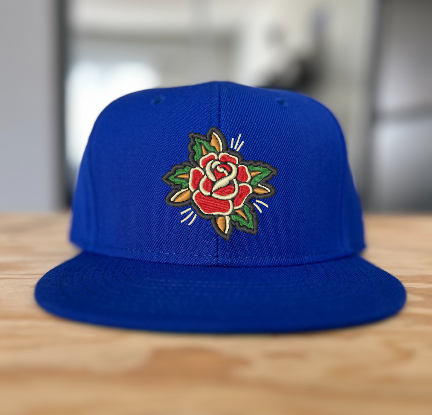 Traditional Rose Snapback (Black/ Blue/ Burgundy)