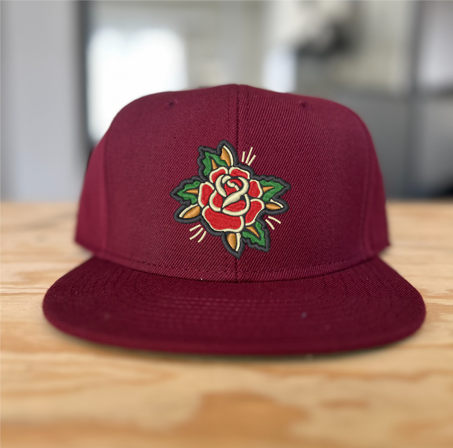 Traditional Rose Snapback (Black/ Blue/ Burgundy)